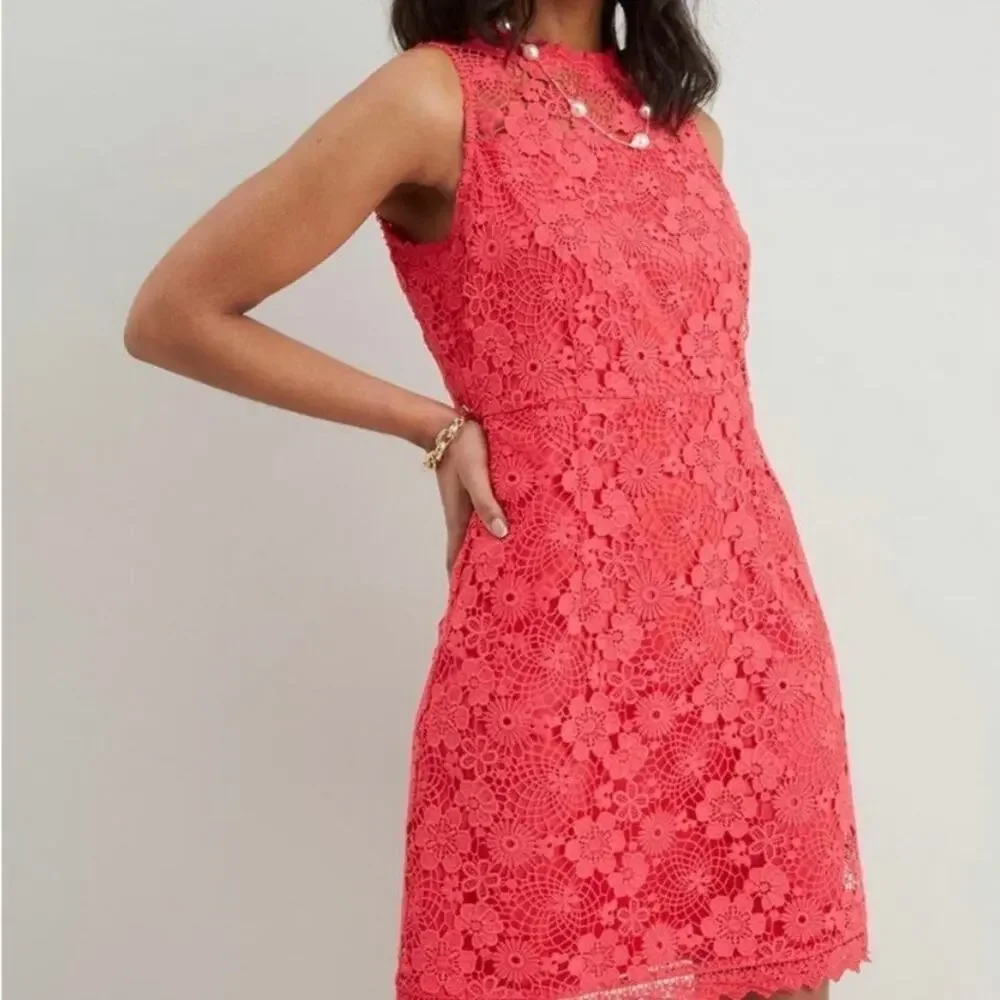 Kate Spade Pink Peach Sherbet Floral Lace Business Wedding Cute Feminine Dress 2